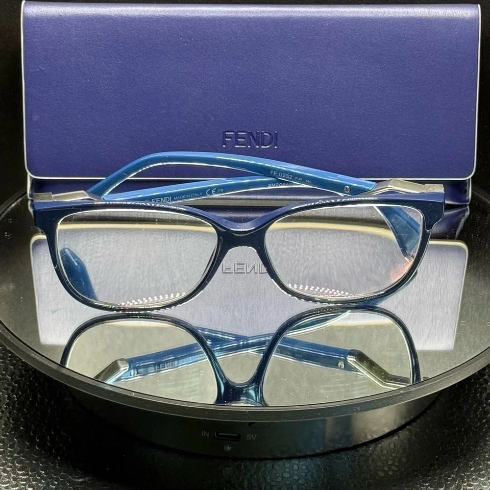 Fendi FF 0232 PJP Eyeglasses and Case | Blue Frame Made in Italy | Authenticated